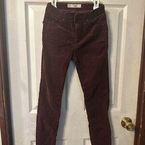 Topshop Moto Burgundy Corduroy Pants Size W24 L30 mid rise, skinny